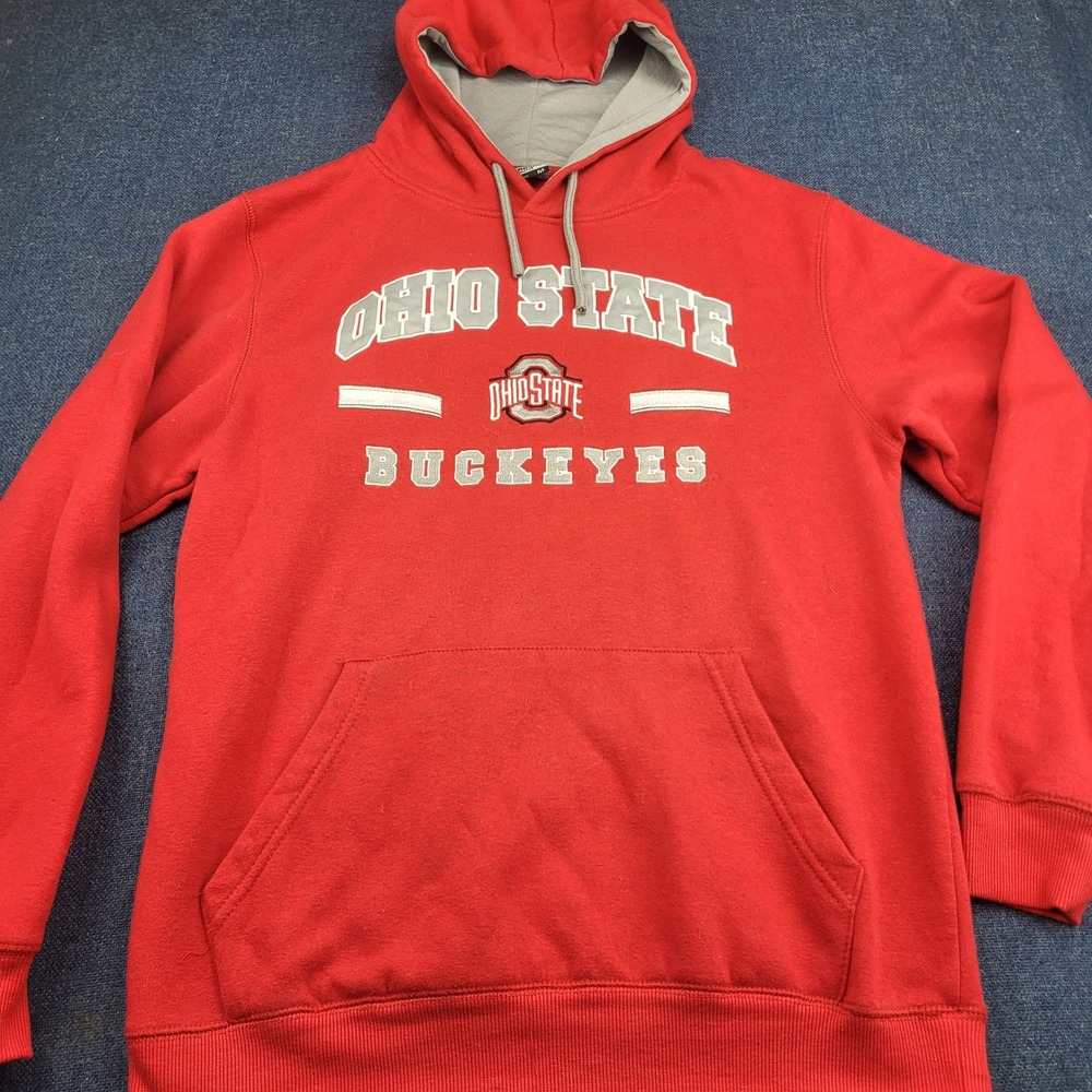 Stadium Athletics Ohio State Buckeyes Hoodie Red Gray Men Medium NCAA Sweatshirt